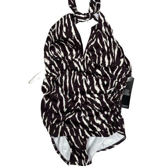 Magicsuit by Miraclesuit 16 Safari Claudia One Piece Swimsuit Brown Zebra Print - Picture 1 of 9